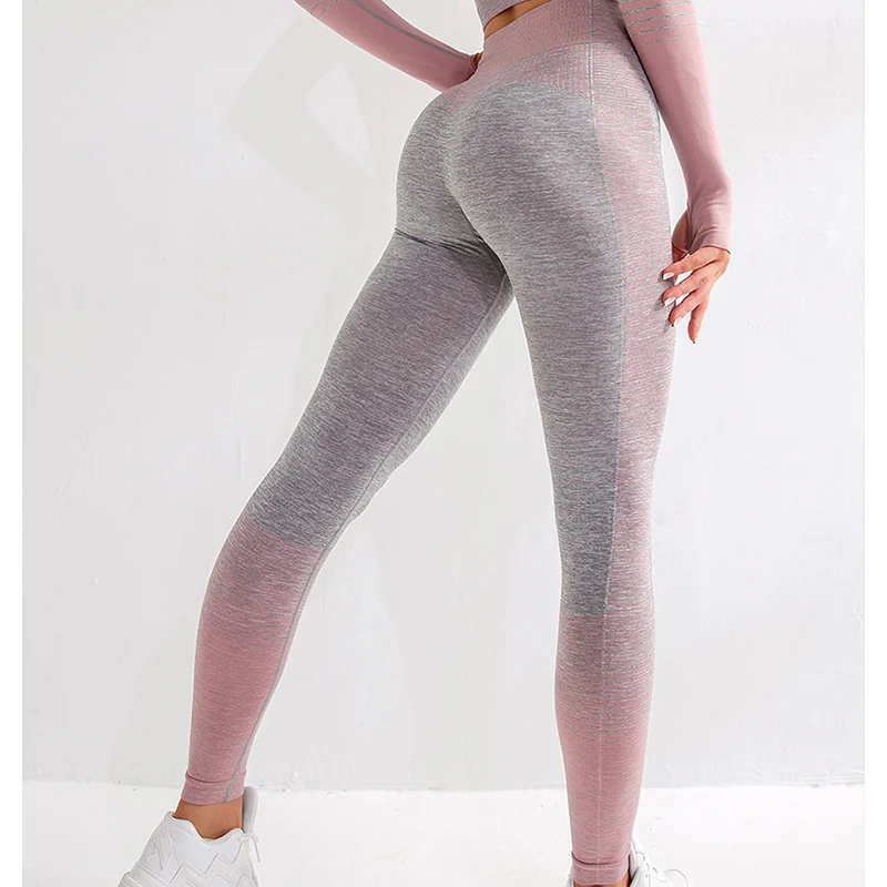Штаны для фитнеса и йоги женские бесшовные леггинсы спортзала высокая талия