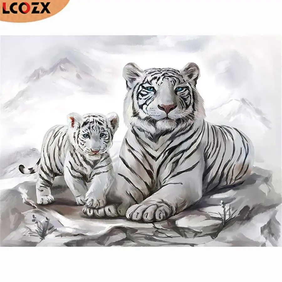 Алмазная 5D Вышивка Семья Тигра LCOZX Набор для вышивки крестиком сделай сам мозаика