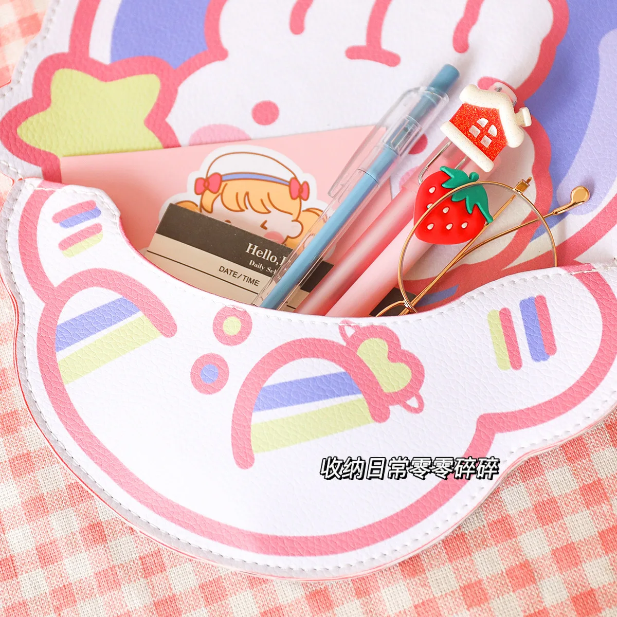 

Kawaii Korea Storage Hanging Bag Space Bunny Bear Girls Desktop Organizer Stationery Organizer Creative Sundries Storage Bag