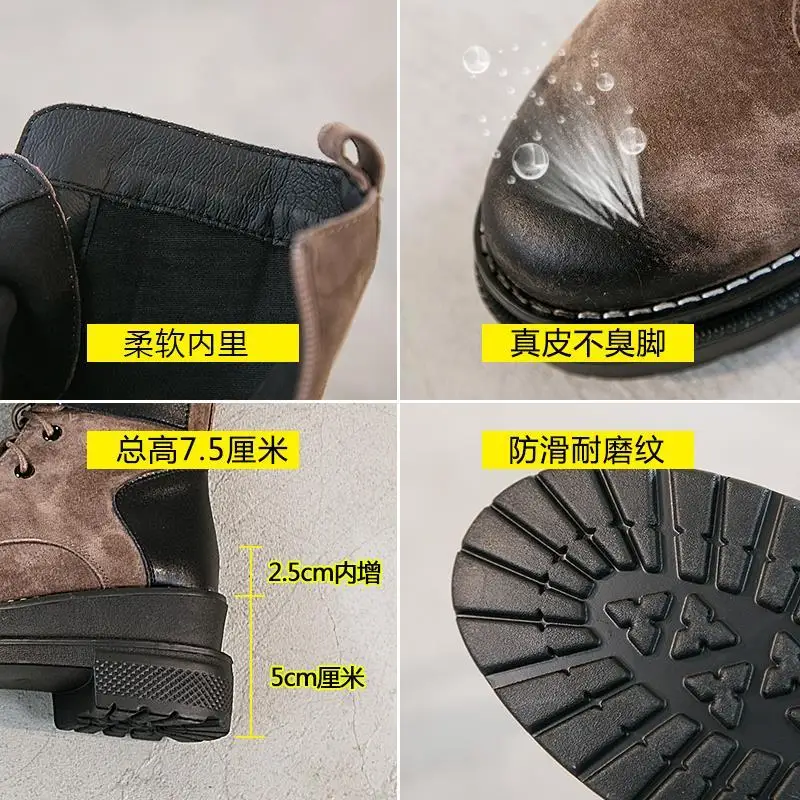 

Natascha Genuine Leather Woman Boots Winter Autumn Winter Snow Shoes Wedge Shoes Womens Ankle Boots Warm Fur Round Toe Plush