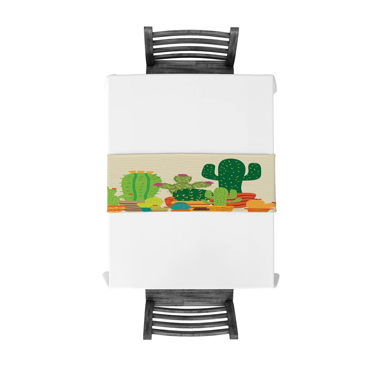 Кактус растение суккулент в горшке скатерть для семейного ужина на улице