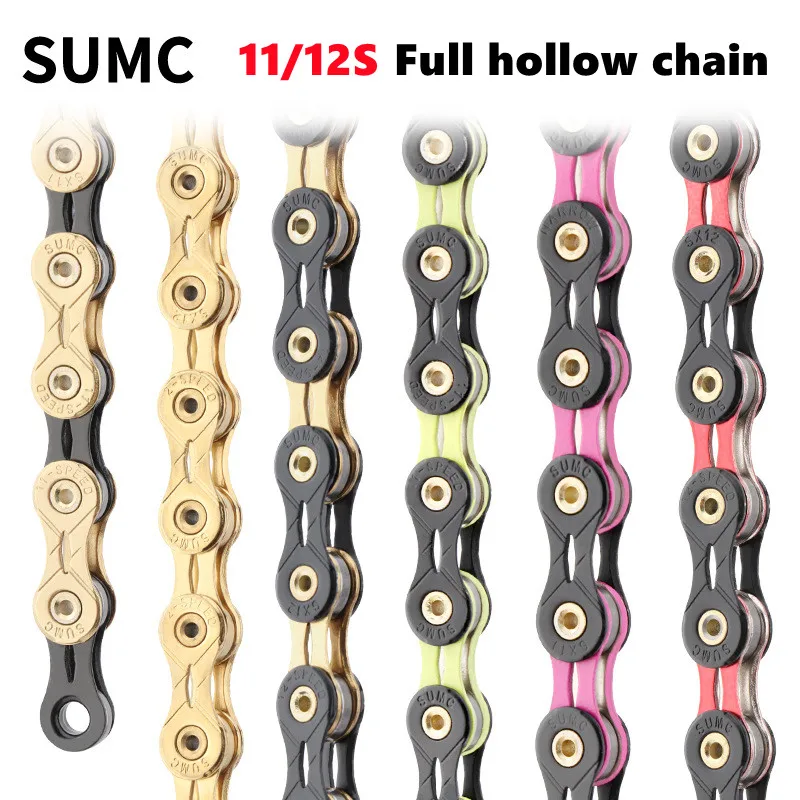 

Цепи для горных и шоссейных велосипедов SUMC SX11SL/SX12SL, полностью полые цепи 11/12, скорость 11/22/33, скорость 116L/126L с MissingLink для горных и складных вело...