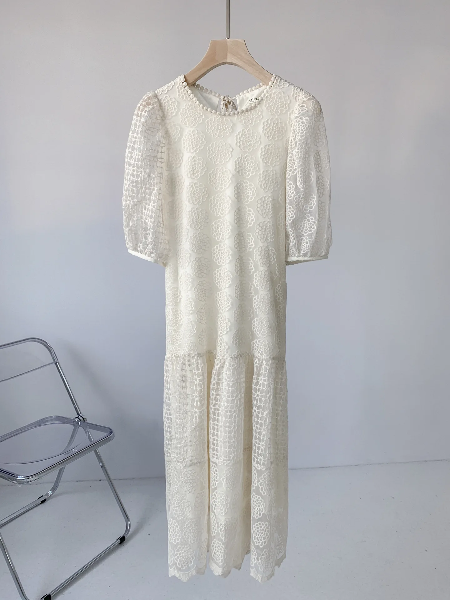 

Return 21 summer women's Korea Party * u sweet bubble sleeve lace patchwork dress opc267