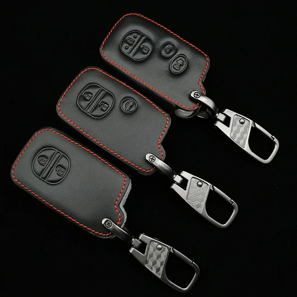 

Genuine Leather Car Key Case For Toyota Avalon Auris Camry Rav4 Yaris Verso 2012-2018 Keyless Remote Fob Protector Cover Bag