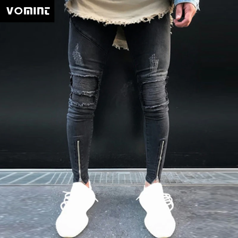 VOMINT новые джинсы серый снежинка отверстие локомотив морщинки брюки тренд