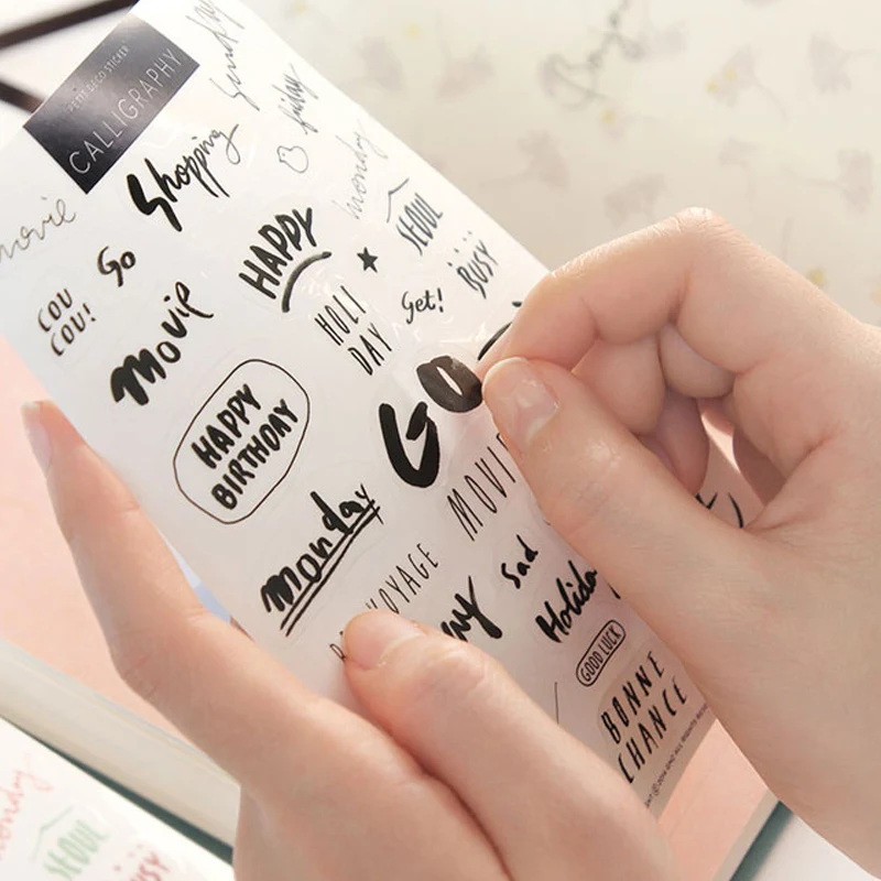 8 шт./компл. креативные прозрачные ПВХ черные и цветные наклейки английский