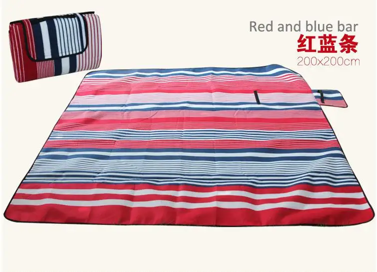 Red Stripe 200x200 см водонепроницаемый складной коврик для пикника на открытом воздухе, Кемпинг, пляж, влагостойкое одеяло, портативный походный коврик, походный пляжный коврик - Цвет: Red Stripe