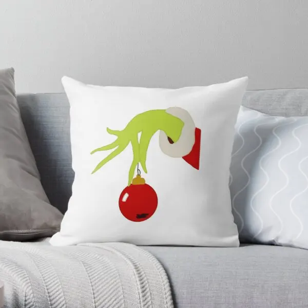 

Grinch Hand Holding Ornament Printing Throw Pillow Cover Bedroom Square Wedding Fashion Hotel Throw Bed Pillows not include