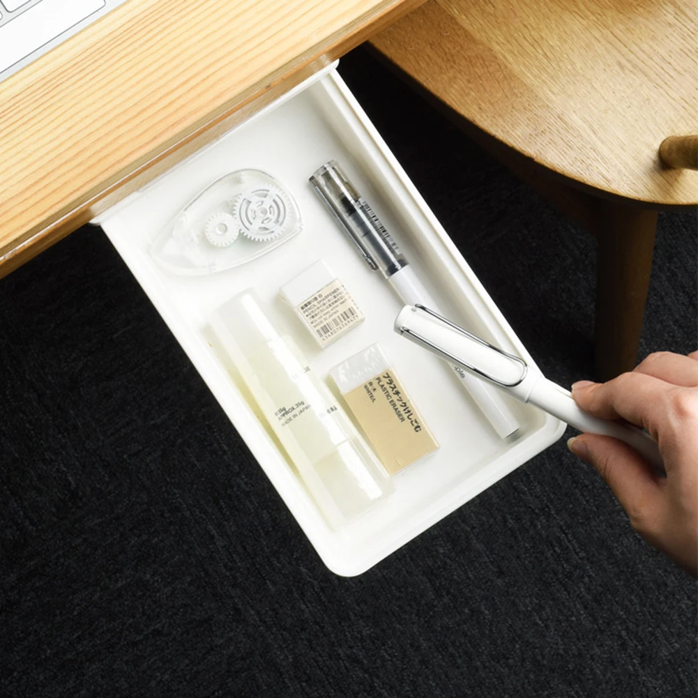 Hidden Under Table Folder Tool Pen Stationery Sundries Storage Box Drawer Holder for living rooms study dressing |
