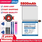 Аккумулятор для ноутбука LOSONCOER, 5800 мач, G3HTA027H DYNR01, для планшета Microsoft Surface Pro 4, 1724, 12,3 дюйма, 7,5 в