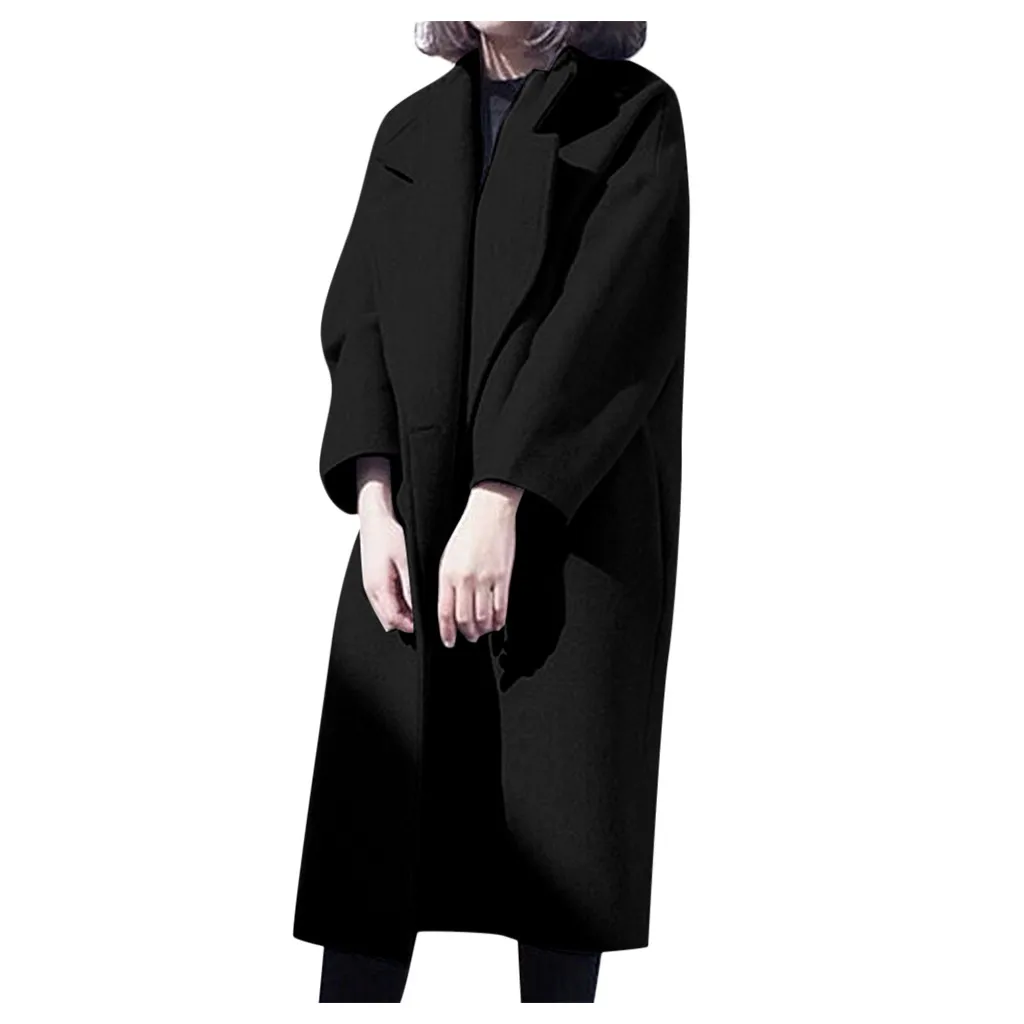 Manteau femme abrigo mujer зимнее тонкое зимнее пальто женское Шерстяное Пальто женское повседневное приталенное пальто средней длины с длинными рукавами casaco