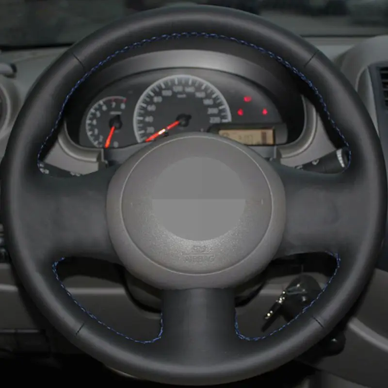 Чехол рулевого колеса автомобиля для Nissan March Sunny Versa 2013 черная искусственная кожа