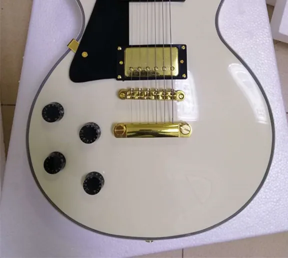 Бесплатная доставка 6 струнная электрическая гитара кремовая Заводская