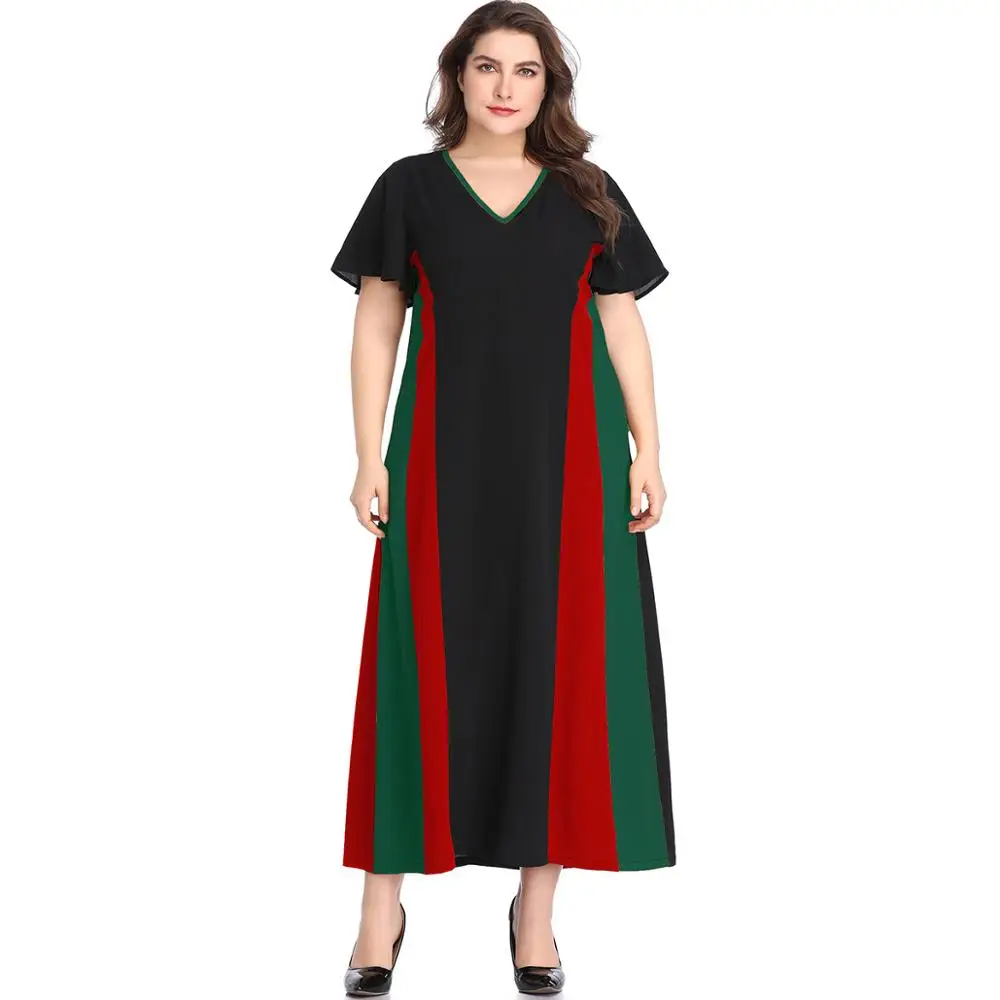 Женское длинное платье большого размера плюс свободное повседневное черное с