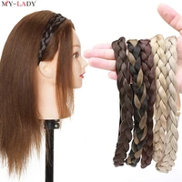 my lady synthetic braided headbands twist elastic hair headband with adjustable belt braiding hair accessories plaited hairpiece