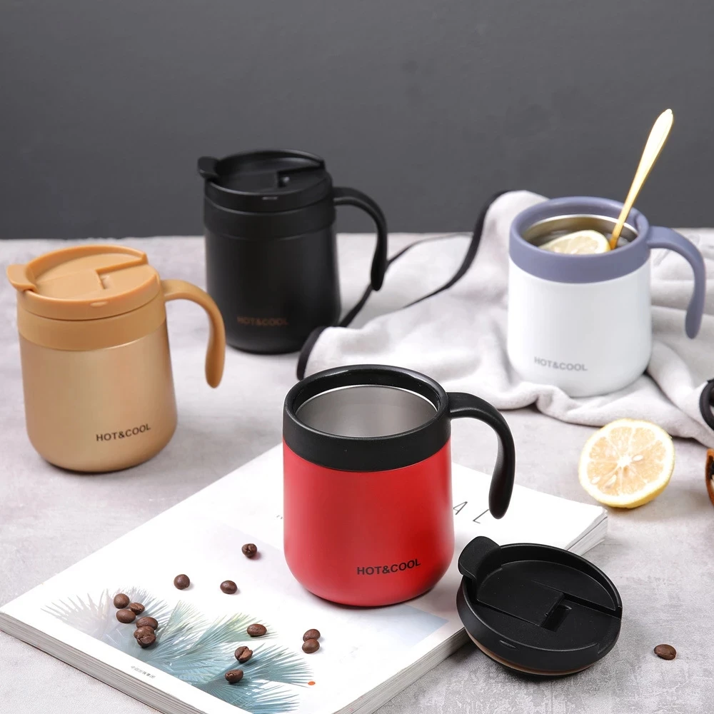 

350ML/500ML High-Grade Office Thermos Mug Stainless Steel Coffee Mug For Men And Women Portable Couple Tea Cups With Handle