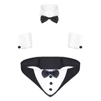 sexy mens tuxedo panties men roleplay costume lingerie set triangle bowknot buttons briefs underwear with collar cuffs costume