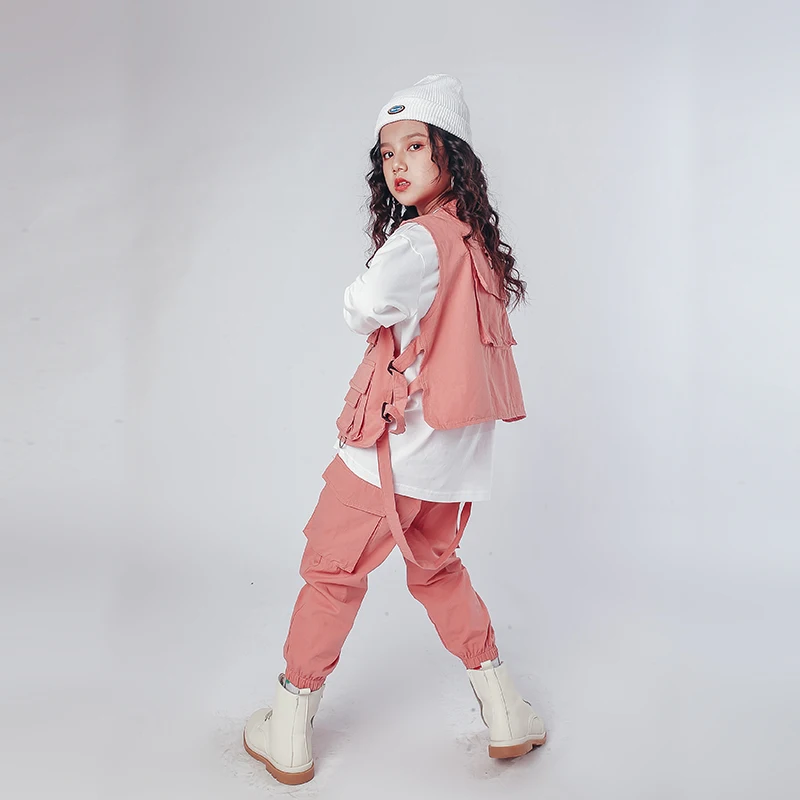 Kid Army Green Tactival Vest Top Waist Coat Casual Hip Hop Pants Clothing Stripe Shirt for Girls Boys Dance Costume Clothes Wear | Детская