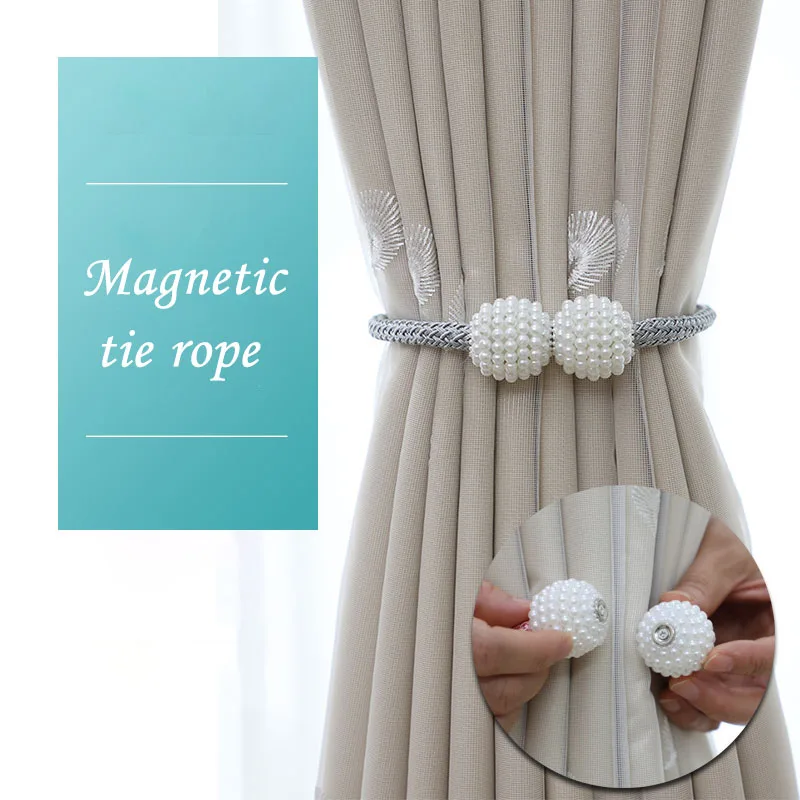 Магнитный зажим для штор держатель с жемчужинами подвесной круглой веревкой
