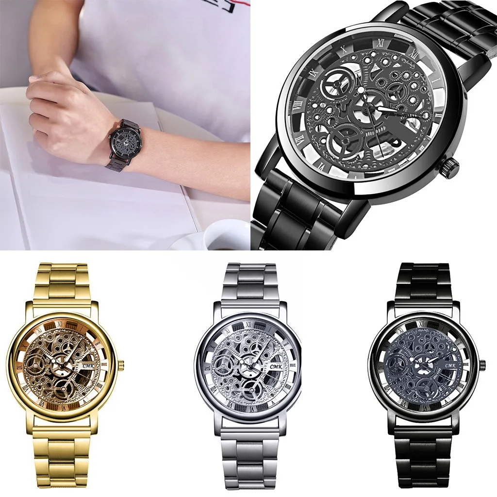 

Fashion Silver Luxury Hollow Steel Watches Wrist Watch Clock Retro Hollowed Out Originality Quartz WristWatch reloj