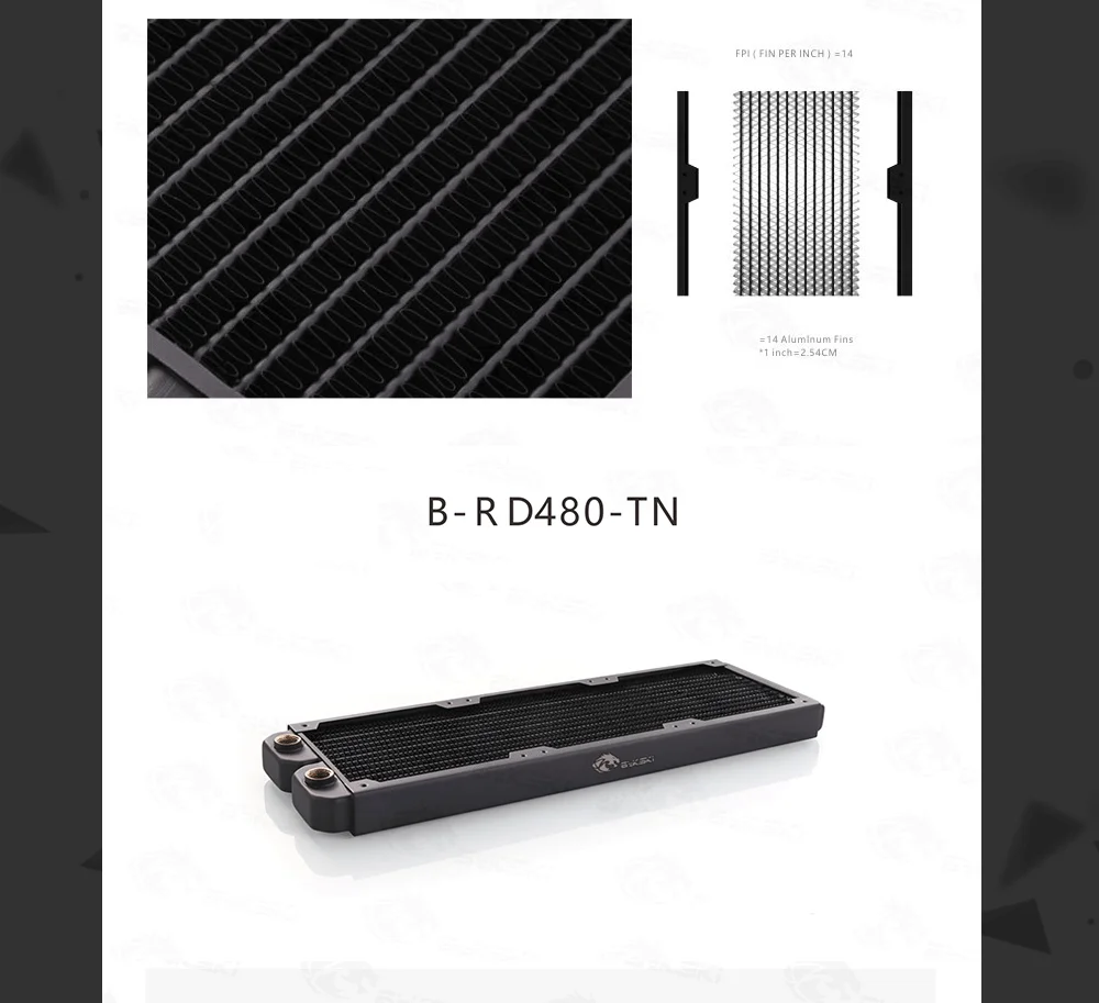 Bykski B-RD480-TN, 480 мм Однорядные радиаторы, 29 мм толщина, стандартные радиаторы водяного охлаждения, подходит для вентиляторов 120*120 мм