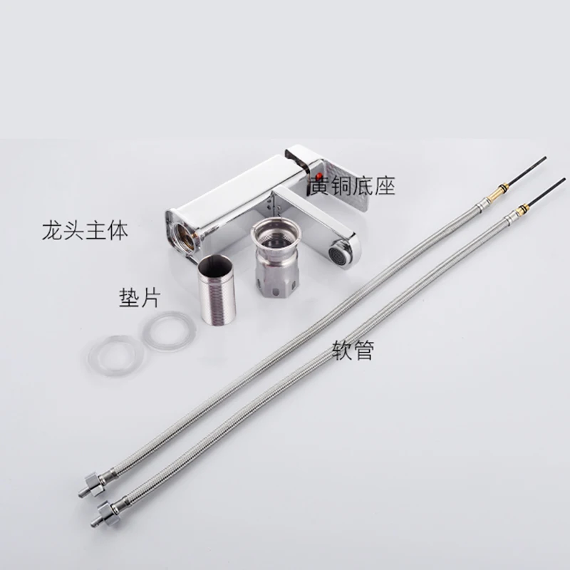 Квадратный хромированный кран для раковины смеситель ванной комнаты Широкий