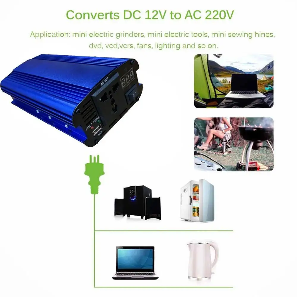 

5000W Car Power Inverter Charger DC 12V/24V To AC 220V Sine Wave Converter Interfaces Voltage Transformer Adapter