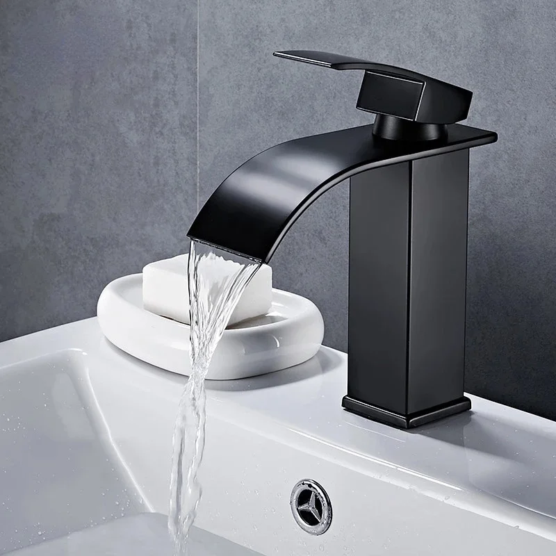 

Waterfall Basin Faucet Bathroom Faucet Vanity Vessel Sinks Mixer Tap Cold and Hot Deck Mount Basin Washing Taps Water Faucet