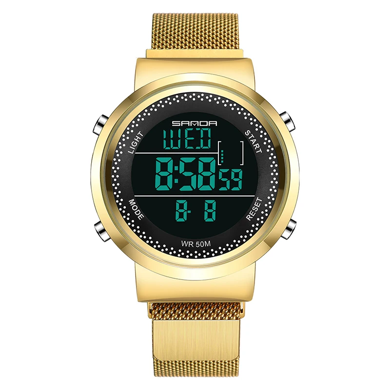 Миланский ремешок из нержавеющей стали мужские цифровые часы для мальчиков и