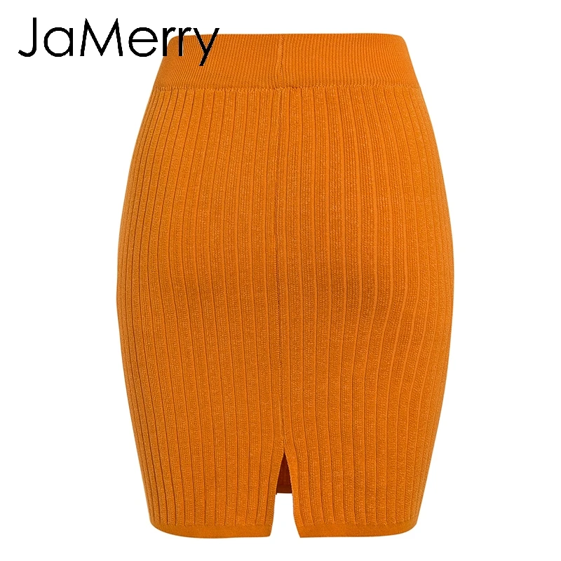 JaMerry/Винтажные женские юбки с эластичным поясом; сезон осень-зима; теплая трикотажная прямая юбка в рубчик; однотонная короткая мини-праздничная одежда юбка