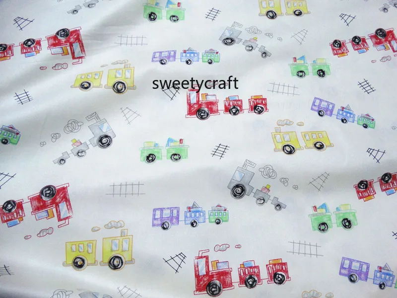 Хлопчатобумажная саржевая ткань с мультяшным автомобилем для шитья своими