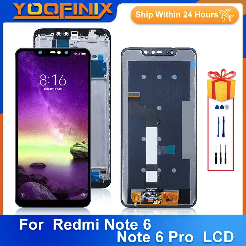 

ЖК-дисплей 6,26 дюйма для Xiaomi Redmi Note 6 M1806E7TG, сенсорный дисплей, сменная деталь для Redmi Note 6 Pro, ЖК-дисплей 10 точек касания, качество AAA