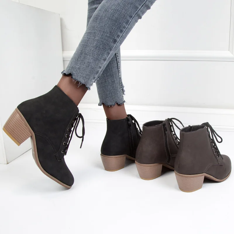 

Autumn And Winter Boots Children's Martin Boots Cross Straps Platform High Heels Casual Women's Ankle Boots Side Zipper Shoes