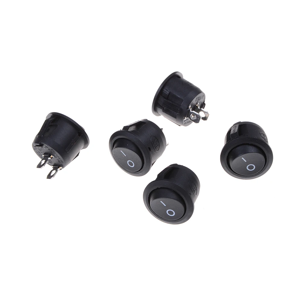 5 шт./лот Новый 6A 250V On Off Snap In SPST Круглый лодочный кулисный переключатель черные