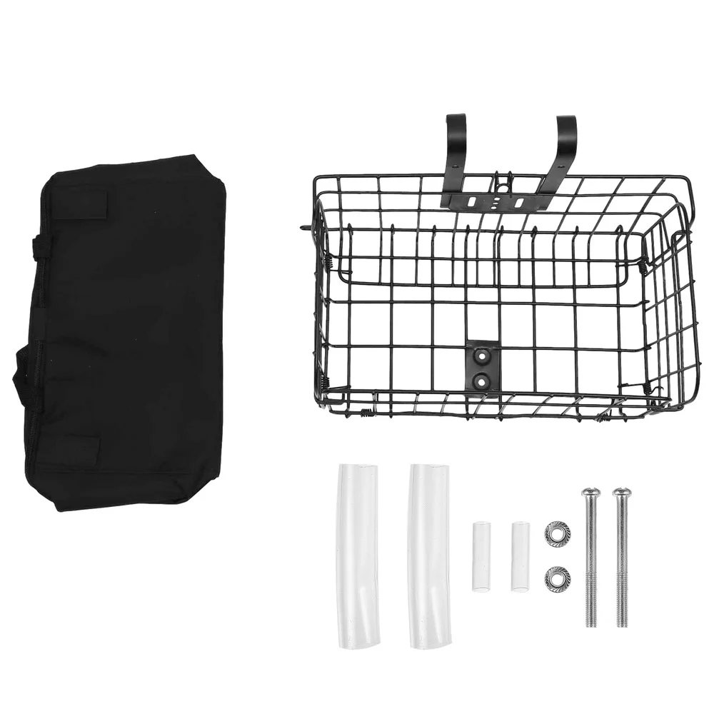 

2pcs Bike Front Storage Basket Metal Mountain Bike Frame Basket with Tote