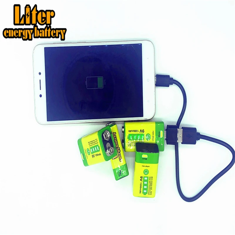 9 в 6F22 Micro USB 1200 мАч перезаряжаемая литий-ионная батарея для дымовой сигнализации