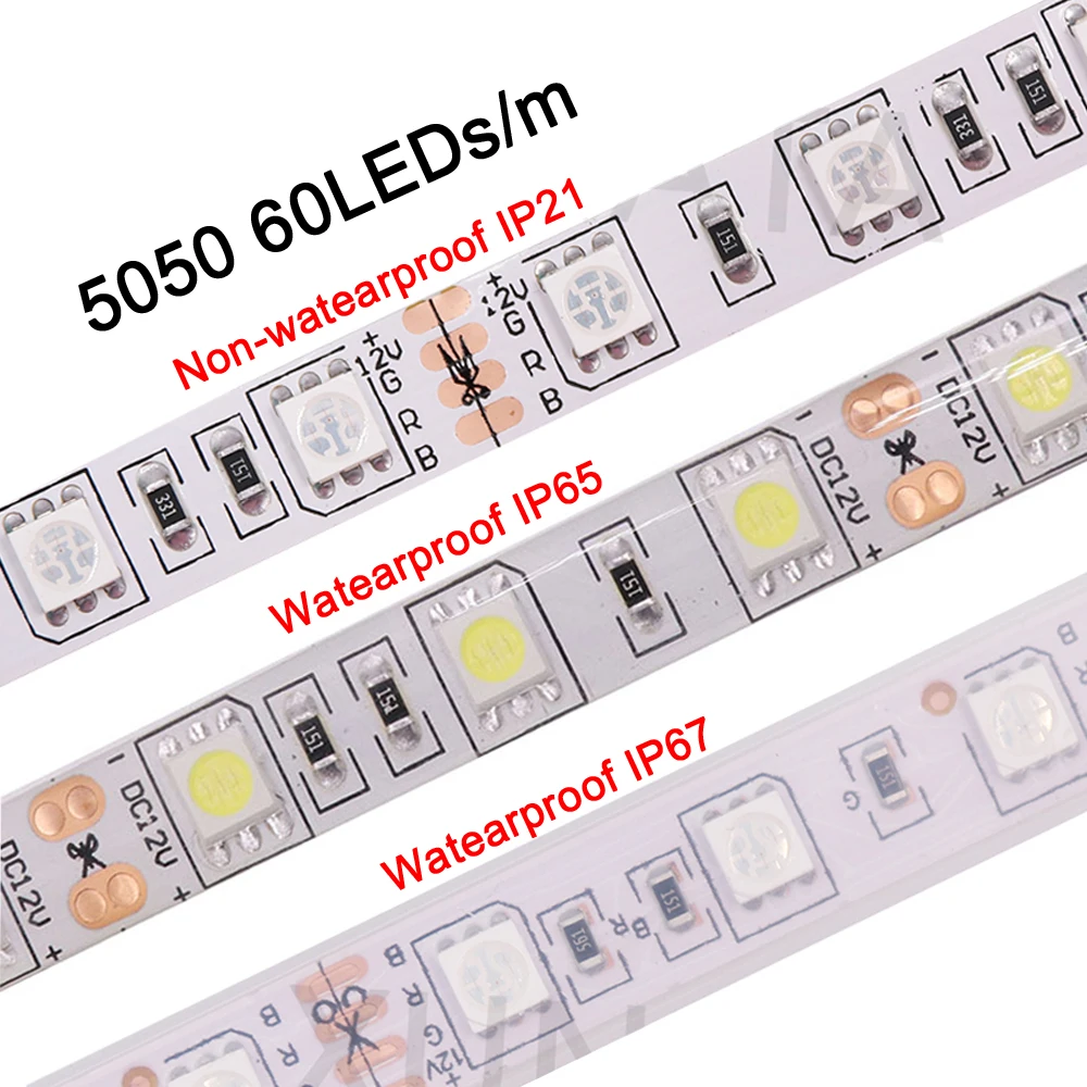 Светодиодная ленсветильник 5050 5054 2835 SMD 12 В водонепроницаемая гибкая светодиодная