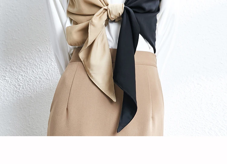 

New Spring Elegant Ladies Bow Fake Two Pieces Women Blouse Korean Fashion Office OL Long Sleeve Female Tops
