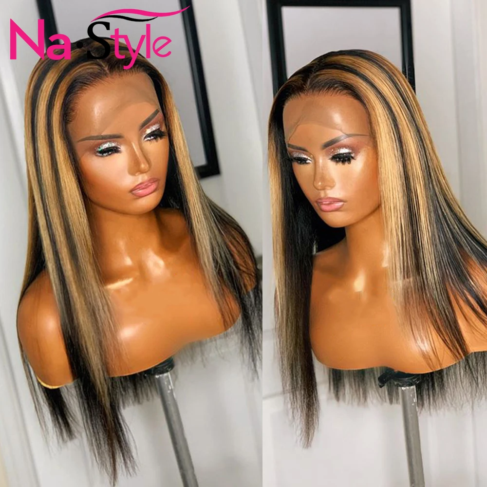 

Colored Human Hair Wigs For Women Highlight Straight Lace Front Wig Glueless 13x4 Lace Front Human Hair Wig Pre Plucked 130 Remy