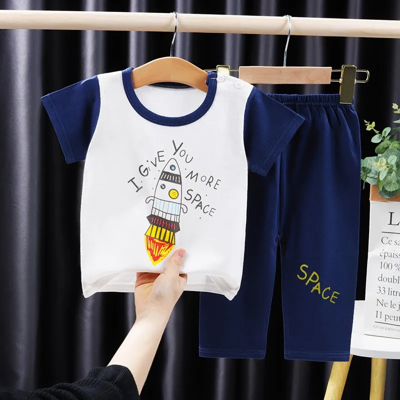 

2021 New Brand Baby Clothes Set Summer Cotton Baby Boys Girls Two-piece Home Service Unisex Kids Clothing Sets