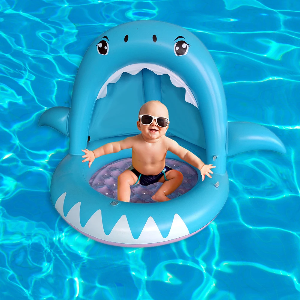 

Sunshade Shark Shaped Kids Inflatable Toy Lightweight Toddler Safe Swimming Swim Seat Float Pools Bathing Pool Toys