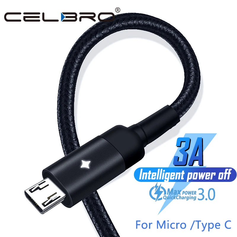 Умный кабель Micro Usb со светодиодной подсветкой зарядный провод Type-C для Xiaomi Mi 9 Pro
