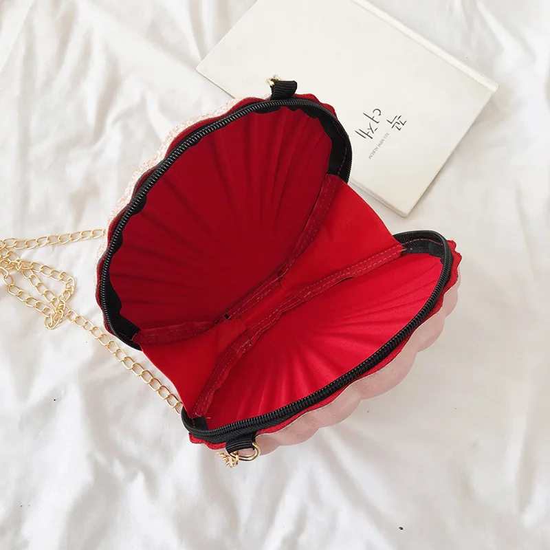 

Cute Sequins Small Shell Bag Shoulder Handbags Phone Money Pouch Chain Crossbody Bags for Women