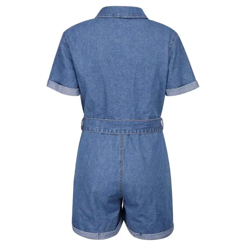 Женский джинсовый комбинезон с высокой талией Forefair повседневный коротким