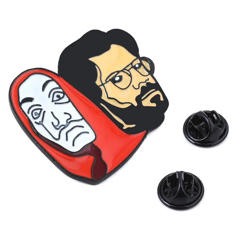 La Casa De Papel Pin Brooch The House of Paper Money Heist Salvador Dali Funny Face Enamel Brooches Car Keyring Xmas J | Украшения и