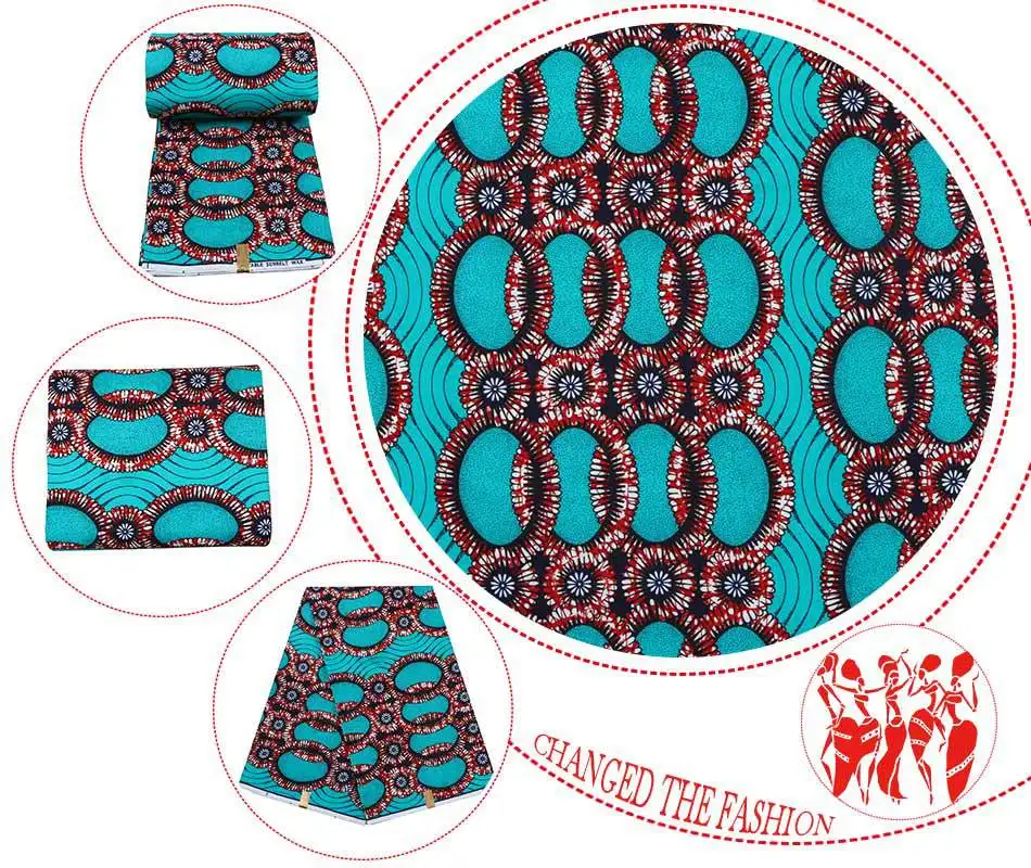 

Blue 6 Yards Wholesale High Quality Ankara African Wax Print Fabric Fashion African Ankara Wax Fabric Material Width 110cm