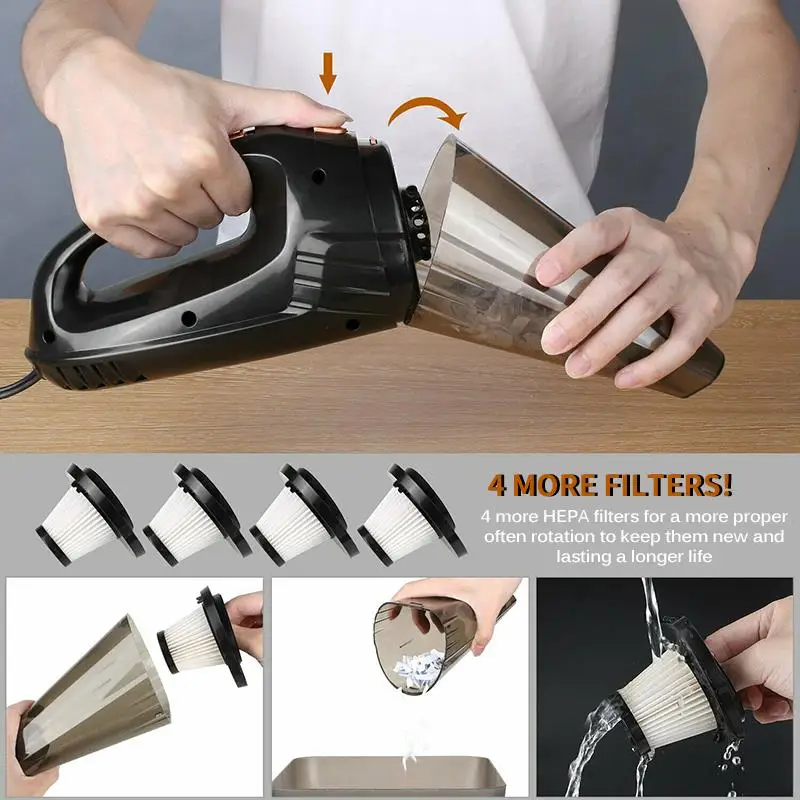 AOZBZ 12V Dry Wet Dual Use Car Vacuum Cleaner Compressed Air Handheld Transparent With 4 Filters | Автомобили и мотоциклы