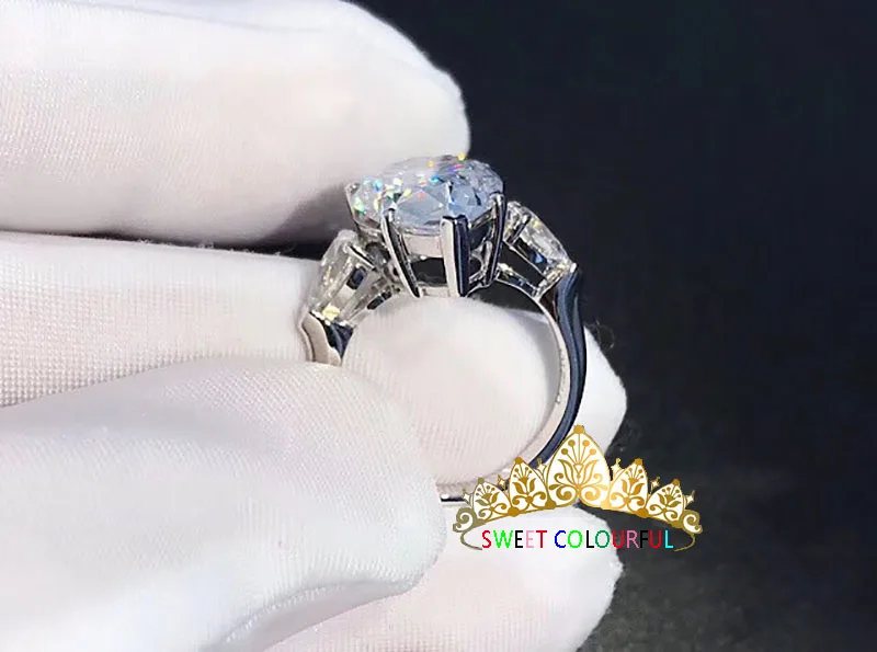 14K золото 5ct D Цвет VVS1 Moissanite кольцо обручальное кольцо с национальным сертификатом H1-13
