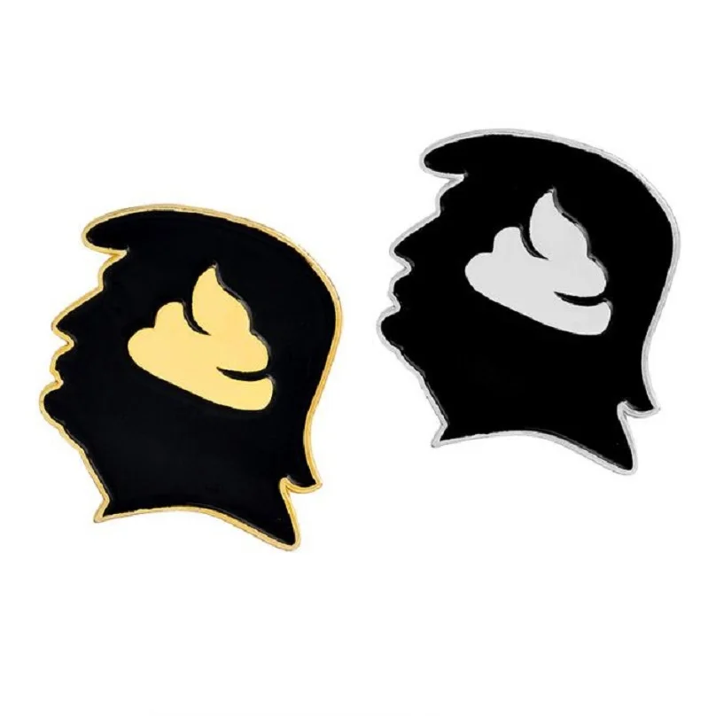 Брошь в виде головы Трампа с золотой эмалью булавка на пуговицах джинсовая сумка