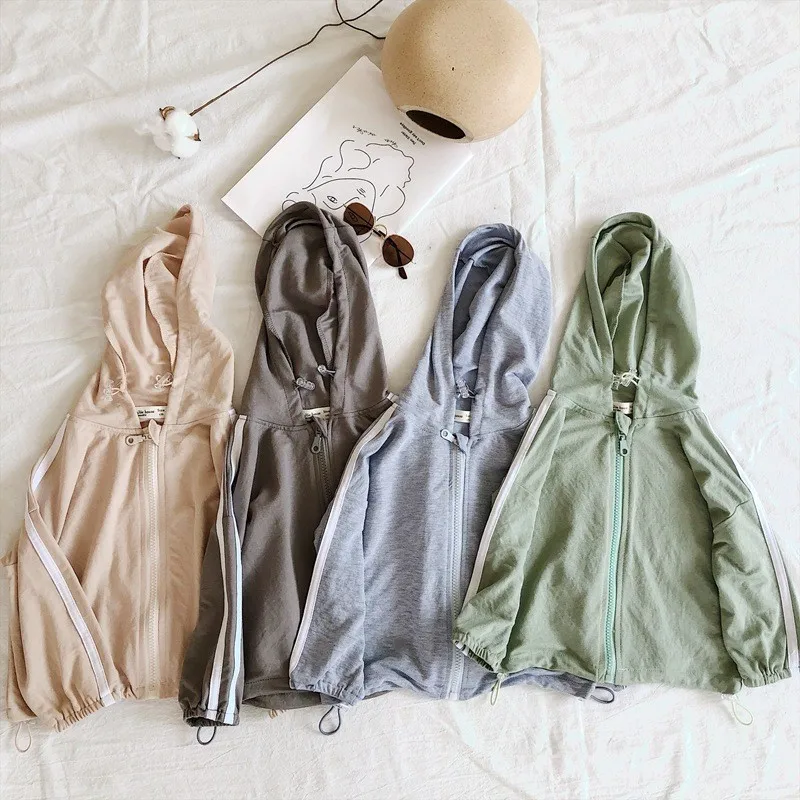 

Casual Girls Children Sun-protective Kids Retro Clothing Summer Outerwear Coats Thin Baby Boys Hooded Unisex Jackets Thin Jacket